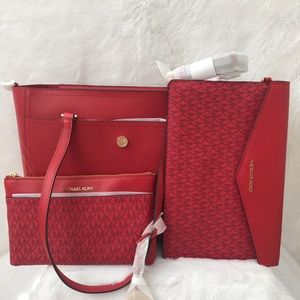 Michael Kors Pebbled Leather 3-in-1 Tote Bag Flame